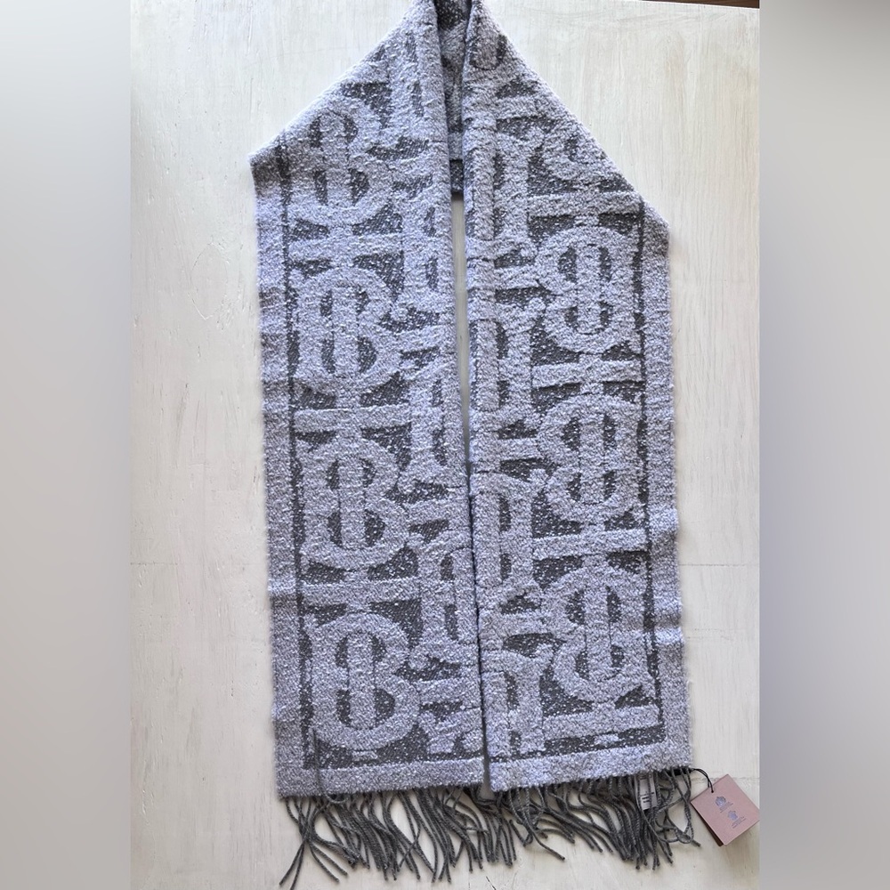 BURBERRY Oversize TB Monogram Fringe Cashmere & Silk Scarf - Picture 6 of 16